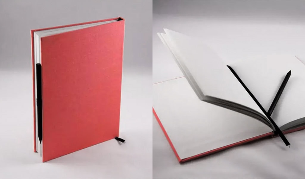 Carnet personnalisé avec couverture en kraft écologique et pages blanches.