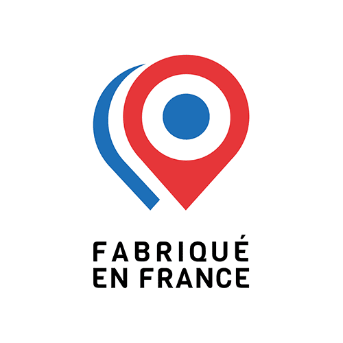 Logo avec marqueur de localisation "Fabriqué en France".