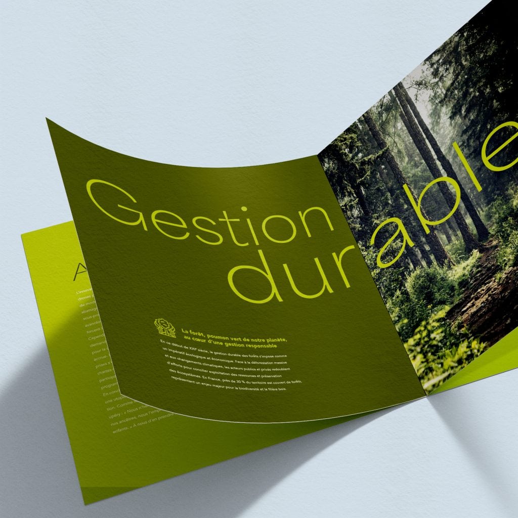 Brochure sur la gestion durable et la communication responsable, conçue par Kraft Design.